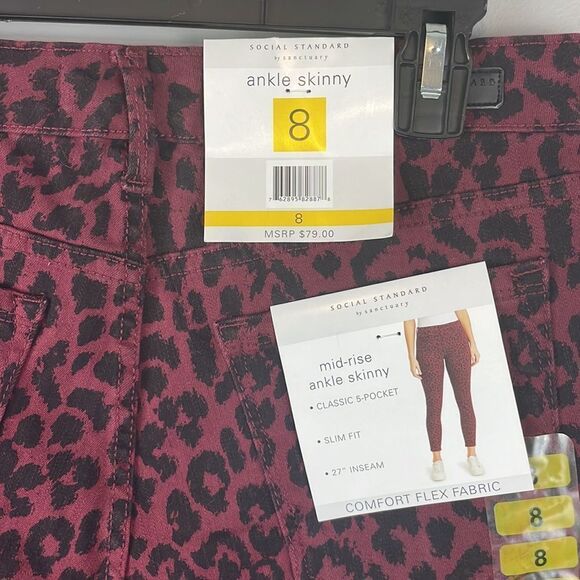 Social Standard by Sanctuary. Cheetah Print Ankle Skinny Jeans. Size 8. NWT. - Picture 9 of 14